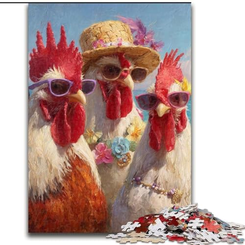 Puzzle 1000 Teile für Erwachsene, Ölgemälde mit DREI Hähnen, Holzpuzzle, 26x38cm, perfekt für Halloween, Weihnachten, Geburtstagsgeschenk Puzzle 1000 Teile für Erwachsene, Ölgemälde mit DREI Hähnen, Holzpuzzle, 26x38cm, perfekt für Halloween, Weihnachten, Geburtstagsgeschenk von ZKYUBEK