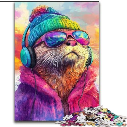 Puzzle 1000 Teile für Erwachsene, Otter hört Musik, Holzpuzzle, 50x75cm, Heimdekoration, Denksportspiel für Teenager und Familieninteraktion Puzzle 1000 Teile für Erwachsene, Otter hört Musik, Holzpuzzle, 50x75cm, Heimdekoration, Denksportspiel für Teenager und Familieninteraktion von ZKYUBEK