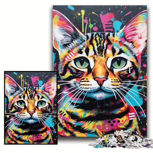 Puzzle 1000 Teile für Erwachsene, Ozelot-Graffiti-Kunst, Holzpuzzle, 50x75cm, perfekt als Geburtstags-, Weihnachts Puzzle 1000 Teile für Erwachsene, Ozelot-Graffiti-Kunst, Holzpuzzle, 50x75cm, perfekt als Geburtstags-, Weihnachts von ZKYUBEK