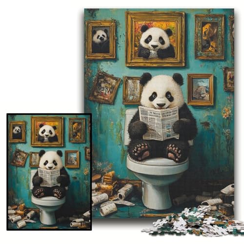 Puzzle 1000 Teile für Erwachsene, Panda Go Toilet, anspruchsvolle Puzzles, 26x38cm, perfekt für Teenager und zur Heimdekoration von ZKYUBEK