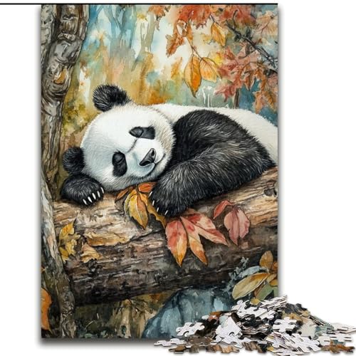 Puzzle 1000 Teile für Erwachsene, Panda schläft im Herbst, Holzpuzzle, 26x38cm, perfekt für Halloween, Weihnachten, Geburtstagsgeschenk Puzzle 1000 Teile für Erwachsene, Panda schläft im Herbst, Holzpuzzle, 26x38cm, perfekt für Halloween, Weihnachten, Geburtstagsgeschenk von ZKYUBEK