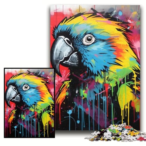 Puzzle 1000 Teile für Erwachsene, Papagei-Graffiti-Malpuzzle für Erwachsene, 26x38cm, perfekt für Familienspaß an Weihnachten, Thanksgiving, Geburtstagen und Ostern von ZKYUBEK
