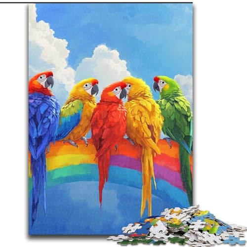 Puzzle 1000 Teile für Erwachsene, Papagei auf dem Regenbogen, 1000-teiliges Puzzle für Erwachsene, entspannende Unterhaltung, Heimdekoration, 26x38cm von ZKYUBEK