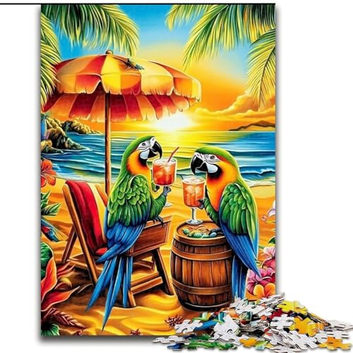 Puzzle 1000 Teile für Erwachsene, Papagei im Urlaub, anspruchsvolle Puzzles, 50x75cm, pädagogisches Denkspiel, künstlerische Heim- und Bürodekoration, ab 14 Jahren von ZKYUBEK