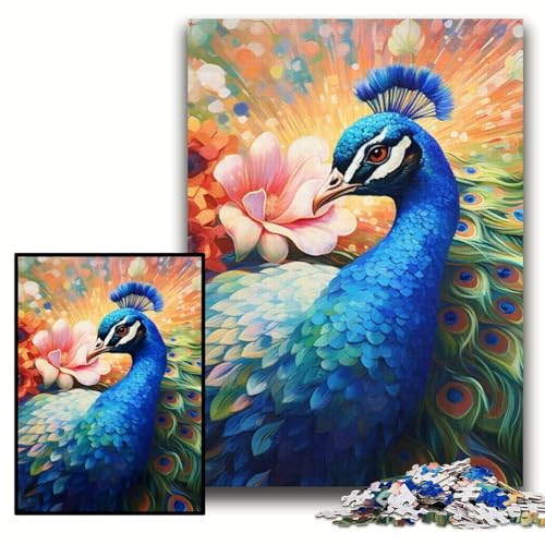 Puzzle 1000 Teile für Erwachsene, Pfauenpuzzle für Erwachsene, 50x75cm, Weihnachten, Halloween, Ostern, Neujahr von ZKYUBEK