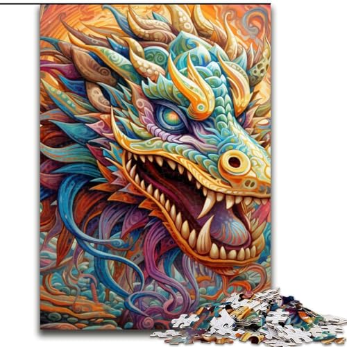 Puzzle 1000 Teile für Erwachsene, Psychedelic Art Dragon, Holzpuzzle, Größe 50x75cm, anspruchsvolles Denkspiel – entspannendes Spielzeug für Teenager Puzzle 1000 Teile für Erwachsene, Psychedelic Art Dragon, Holzpuzzle, Größe 50x75cm, anspruchsvolles Denkspiel – entspannendes Spielzeug für Teenager von ZKYUBEK