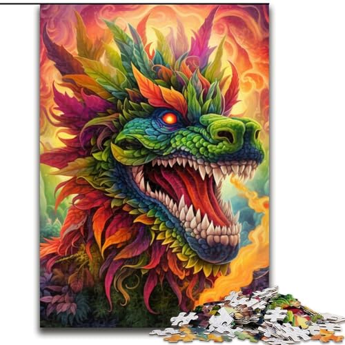 Puzzle 1000 Teile für Erwachsene, Psychedelic Art Dragon, Papppuzzle, Größe 26x38cm, anspruchsvolles Denkspiel – entspannendes Spielzeug für Teenager von ZKYUBEK