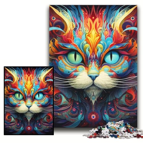 Puzzle 1000 Teile für Erwachsene, Psychedelic Cat Art, Karton-Puzzle für Erwachsene, 26x38cm, Spaß für den Familienspielabend, dekoratives Kunstwerk zum Selbermachen Puzzle 1000 Teile für Erwachsene, Psychedelic Cat Art, Karton-Puzzle für Erwachsene, 26x38cm, Spaß für den Familienspielabend, dekoratives Kunstwerk zum Selbermachen von ZKYUBEK
