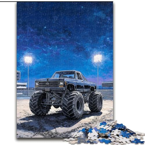 Puzzle 1000 Teile für Erwachsene, Psychedelic Monster Truck Puzzle 1000 Teile für Erwachsene, interaktives Familienspiel, DIY-Heimdekoration, Gehirn-Herausforderung, Geschenk, 26x38cm von ZKYUBEK