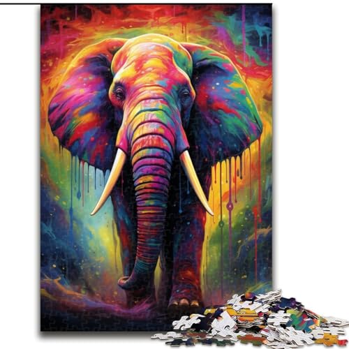 Puzzle 1000 Teile für Erwachsene, Psychedelischer Elefant, Papppuzzle, Größe 26x38cm, Anspruchsvolles Denkspiel – Entspannendes Spielzeug für Teenager von ZKYUBEK