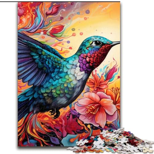 Puzzle 1000 Teile für Erwachsene, Psychedelischer Kolibri, Papppuzzle, Größe 26x38cm, Anspruchsvolles Denkspiel – Entspannendes Spielzeug für Teenager von ZKYUBEK