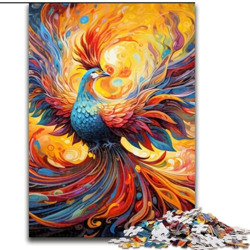Puzzle 1000 Teile für Erwachsene, Psychedelischer Phönixvogel, Holzpuzzle, Größe 50x75cm, Herausforderndes Denkspiel – Entspannendes Spielzeug für Teenager von ZKYUBEK