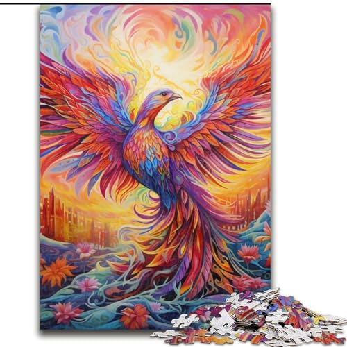 Puzzle 1000 Teile für Erwachsene, Psychedelischer Phönixvogel, Holzpuzzle, Größe 50x75cm, Herausforderndes Denkspiel für Teenager, Familienspaß, interaktives Spiel von ZKYUBEK