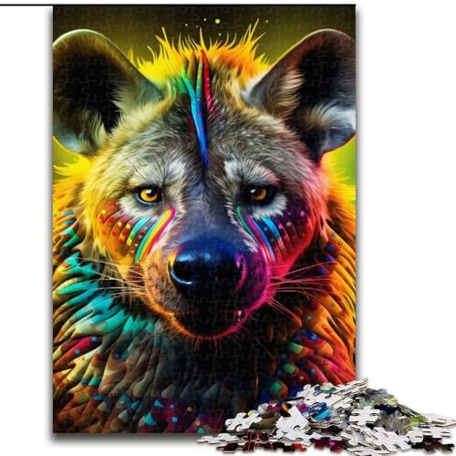 Puzzle 1000 Teile für Erwachsene, Psychedelisches „Die Hyäne“, Holzpuzzle, Größe 50x75cm, Herausforderndes Denkspiel – Entspannendes Spielzeug für Teenager von ZKYUBEK