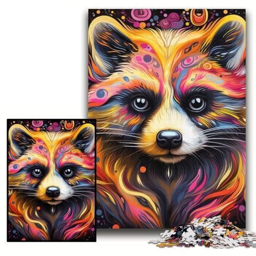 Puzzle 1000 Teile für Erwachsene, Rosa Waschbär, Unmögliches Puzzle für Erwachsene, 26x38cm, Teenager, Paare und Freunde zum Geburtstag, zu Weihnachten Puzzle 1000 Teile für Erwachsene, Rosa Waschbär, Unmögliches Puzzle für Erwachsene, 26x38cm, Teenager, Paare und Freunde zum Geburtstag, zu Weihnachten von ZKYUBEK