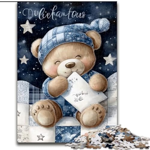 Puzzle 1000 Teile für Erwachsene, Schlafender Teddy, Puzzles für Erwachsene, 50x75cm, Geburtstagsgeschenkidee, anspruchsvolles Denkspiel von ZKYUBEK