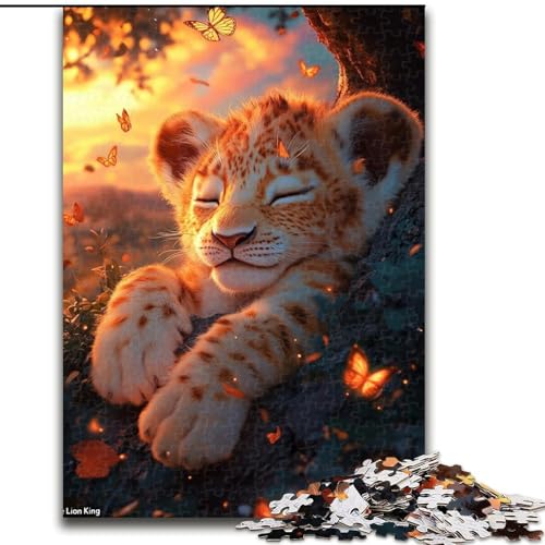 Puzzle 1000 Teile für Erwachsene, Schlafendes Löwenjunges, 26x38cm, interaktives Familienspiel, Denksportaufgabe, Lernspielzeug von ZKYUBEK