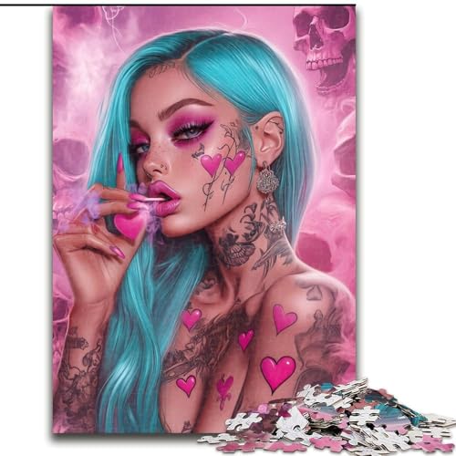 Puzzle 1000 Teile für Erwachsene, Schönes tätowiertes Mädchen, Holzpuzzle 26x38cm, Teenager, Paare und Freunde zum Geburtstag, zu Weihnachten Puzzle 1000 Teile für Erwachsene, Schönes tätowiertes Mädchen, Holzpuzzle 26x38cm, Teenager, Paare und Freunde zum Geburtstag, zu Weihnachten von ZKYUBEK