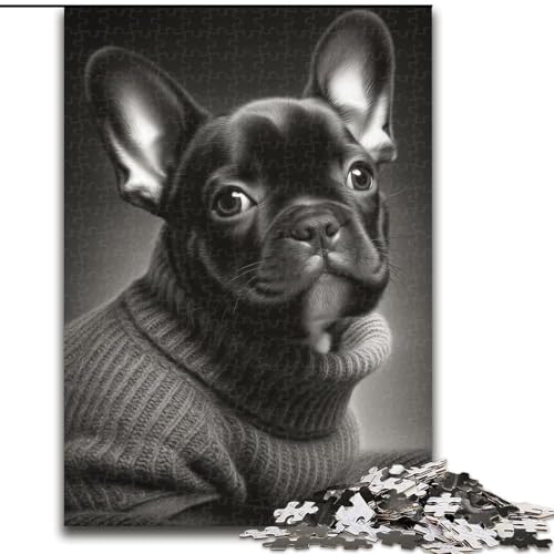 Puzzle 1000 Teile für Erwachsene, Schwarz-weiße Bulldogge, Holzpuzzle, 26x38cm, Teenager, Paare und Freunde zum Geburtstag, zu Weihnachten Puzzle 1000 Teile für Erwachsene, Schwarz-weiße Bulldogge, Holzpuzzle, 26x38cm, Teenager, Paare und Freunde zum Geburtstag, zu Weihnachten von ZKYUBEK