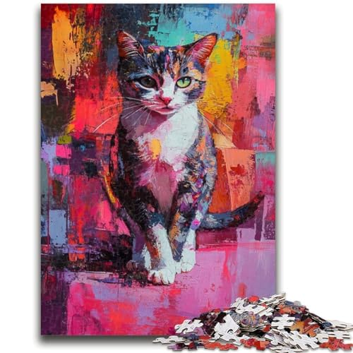 Puzzle 1000 Teile für Erwachsene, Schwarz-weiße Katze, Elefantenspielzeug, Denkspiel, Geburtstagsgeschenk, Geschenke, Wandkunst für Kinder ab 14 Jahren, 50x75cm von ZKYUBEK