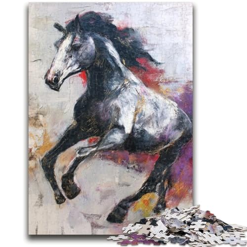 Puzzle 1000 Teile für Erwachsene, Schwarzes Goldenes Pferd, Elefantenspielzeug, Denkspiel, Geburtstagsgeschenk, Geschenke, Wandkunst für Kinder ab 14 Jahren, 26x38cm von ZKYUBEK