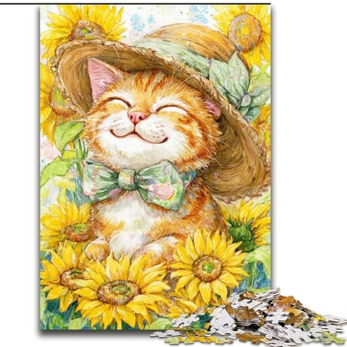Puzzle 1000 Teile für Erwachsene, Sonnenblumen-Katze, Holzpuzzle, 26x38cm, perfekt für Halloween, Weihnachten, Geburtstagsgeschenk Puzzle 1000 Teile für Erwachsene, Sonnenblumen-Katze, Holzpuzzle, 26x38cm, perfekt für Halloween, Weihnachten, Geburtstagsgeschenk von ZKYUBEK