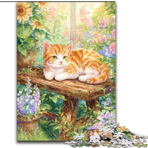 Puzzle 1000 Teile für Erwachsene, Sonnenblumenkatze, Holzpuzzle, 26x38cm, Teenager, Paare und Freunde zum Geburtstag, zu Weihnachten Puzzle 1000 Teile für Erwachsene, Sonnenblumenkatze, Holzpuzzle, 26x38cm, Teenager, Paare und Freunde zum Geburtstag, zu Weihnachten von ZKYUBEK
