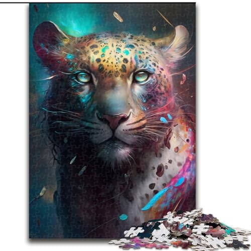 Puzzle 1000 Teile für Erwachsene, Tier-Leoparden-Malerei, Kartonpuzzle, Größe 26x38cm, anspruchsvolles Denkspiel – entspannendes Spielzeug für Teenager von ZKYUBEK