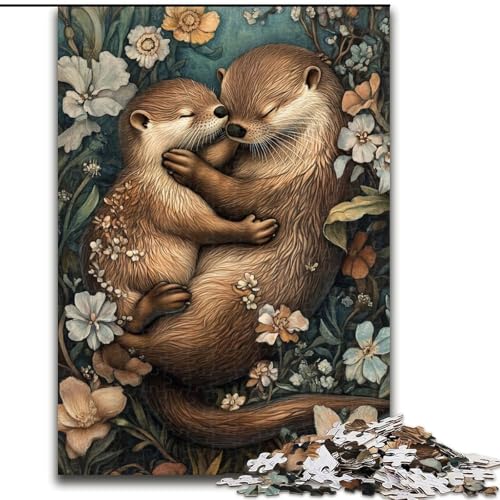 Puzzle 1000 Teile für Erwachsene, Tier-Otter, Holzpuzzle, 26x38cm, Denksportaufgabe für Teenager von ZKYUBEK
