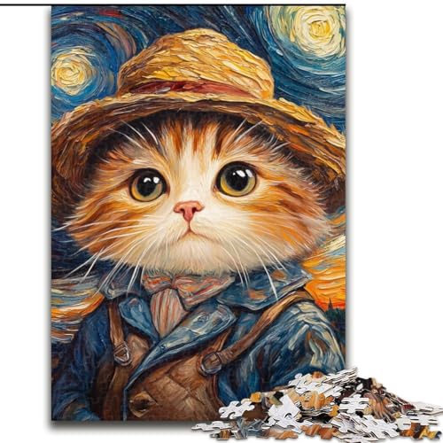 Puzzle 1000 Teile für Erwachsene, Van Gogh-Katze, Holzpuzzle, Größe 50x75cm, anspruchsvolles Denkspiel – entspannendes Spielzeug für Teenager Puzzle 1000 Teile für Erwachsene, Van Gogh-Katze, Holzpuzzle, Größe 50x75cm, anspruchsvolles Denkspiel – entspannendes Spielzeug für Teenager von ZKYUBEK