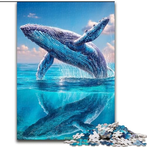 Puzzle 1000 Teile für Erwachsene, Wal springt aus dem Meer, Puzzle für Erwachsene, 50x75cm, Geburtstagsgeschenkidee, anspruchsvolles Denkspiel von ZKYUBEK