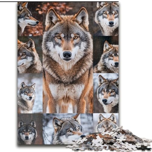 Puzzle 1000 Teile für Erwachsene, Wolfscollage, Holzpuzzle, 50x75cm, perfekt für Halloween, Weihnachten, Geburtstagsgeschenk Puzzle 1000 Teile für Erwachsene, Wolfscollage, Holzpuzzle, 50x75cm, perfekt für Halloween, Weihnachten, Geburtstagsgeschenk von ZKYUBEK