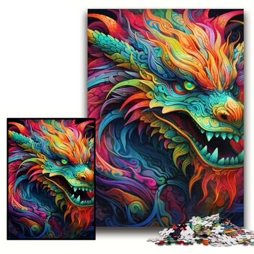 Puzzle 1000 Teile für Erwachsene, bunter chinesischer Drache, Papppuzzle für Erwachsene, 26x38cm, Spaß für den Familienspielabend, dekoratives Kunstwerk zum Selbermachen Puzzle 1000 Teile für Erwachsene, bunter chinesischer Drache, Papppuzzle für Erwachsene, 26x38cm, Spaß für den Familienspielabend, dekoratives Kunstwerk zum Selbermachen von ZKYUBEK