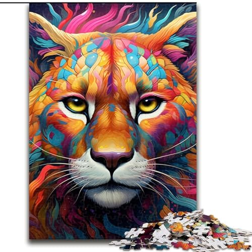 Puzzle 1000 Teile für Erwachsene, buntes Puma-Holzpuzzle, Größe 50x75cm, anspruchsvolles Denkspiel – entspannendes Spielzeug für Teenager von ZKYUBEK