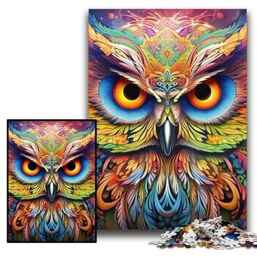Puzzle 1000 Teile für Erwachsene, farbenfrohe Eulen-Puzzles für Erwachsene, 26x38cm, Weihnachten, Halloween, Ostern, Neujahr Puzzle 1000 Teile für Erwachsene, farbenfrohe Eulen-Puzzles für Erwachsene, 26x38cm, Weihnachten, Halloween, Ostern, Neujahr von ZKYUBEK