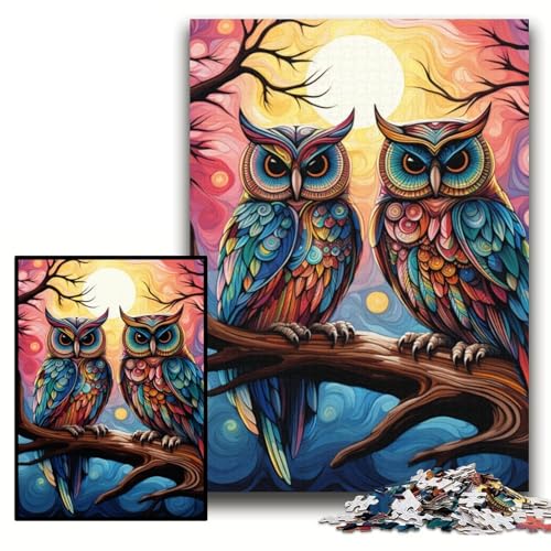 Puzzle 1000 Teile für Erwachsene, farbenfrohe Kunst-Eule, anspruchsvolle Puzzles, 26x38cm, perfekt für Teenager und zur Heimdekoration von ZKYUBEK