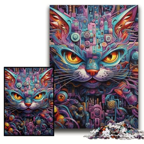 Puzzle 1000 Teile für Erwachsene, farbenfrohe Kunstkatze, anspruchsvolle Puzzles, 26x38cm, perfekt für Teenager und zur Heimdekoration Puzzle 1000 Teile für Erwachsene, farbenfrohe Kunstkatze, anspruchsvolle Puzzles, 26x38cm, perfekt für Teenager und zur Heimdekoration von ZKYUBEK