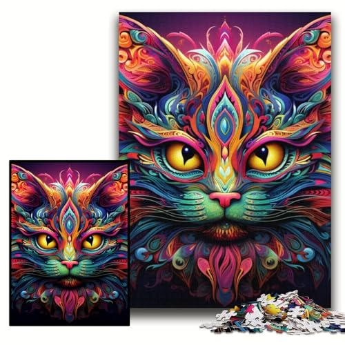 Puzzle 1000 Teile für Erwachsene, farbenfrohe Kunstkatze, anspruchsvolle Puzzles, 50x75cm, perfekt für Teenager und zur Heimdekoration Puzzle 1000 Teile für Erwachsene, farbenfrohe Kunstkatze, anspruchsvolle Puzzles, 50x75cm, perfekt für Teenager und zur Heimdekoration von ZKYUBEK