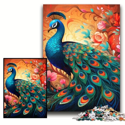 Puzzle 1000 Teile für Erwachsene, farbenfroher Kunst-Pfau, unmögliches Puzzle für Erwachsene, 50x75cm, Teenager, Paare und Freunde zum Geburtstag, zu Weihnachten Puzzle 1000 Teile für Erwachsene, farbenfroher Kunst-Pfau, unmögliches Puzzle für Erwachsene, 50x75cm, Teenager, Paare und Freunde zum Geburtstag, zu Weihnachten von ZKYUBEK
