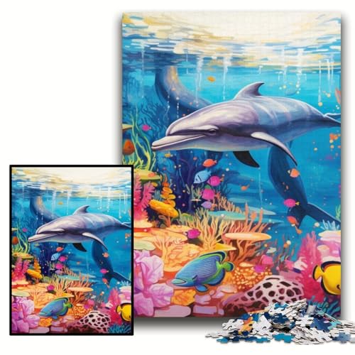 Puzzle 1000 Teile für Erwachsene, farbenfroher Kunstdelfin, unmögliches Puzzle für Erwachsene, 50x75cm, Teenager, Paare und Freunde zum Geburtstag, zu Weihnachten Puzzle 1000 Teile für Erwachsene, farbenfroher Kunstdelfin, unmögliches Puzzle für Erwachsene, 50x75cm, Teenager, Paare und Freunde zum Geburtstag, zu Weihnachten von ZKYUBEK