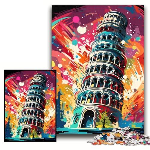 Puzzle 1000 Teile für Erwachsene, farbenfroher Schiefer Turm von Pisa, anspruchsvolle Puzzles, 26x38cm, perfekt für Teenager und zur Heimdekoration Puzzle 1000 Teile für Erwachsene, farbenfroher Schiefer Turm von Pisa, anspruchsvolle Puzzles, 26x38cm, perfekt für Teenager und zur Heimdekoration von ZKYUBEK