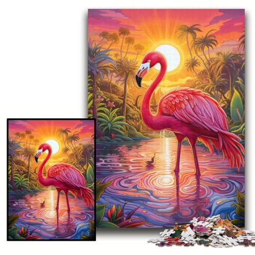 Puzzle 1000 Teile für Erwachsene, farbenfrohes Flamingo-Kunst-Puzzle aus Karton, 26x38cm, perfekt als Geburtstags-, Weihnachts Puzzle 1000 Teile für Erwachsene, farbenfrohes Flamingo-Kunst-Puzzle aus Karton, 26x38cm, perfekt als Geburtstags-, Weihnachts von ZKYUBEK