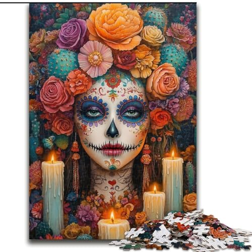 Puzzle 1000 Teile für Erwachsene, mexikanische Totenkopfmädchen, Holzpuzzle, 26x38cm, Teenager, Paare und Freunde zum Geburtstag, zu Weihnachten Puzzle 1000 Teile für Erwachsene, mexikanische Totenkopfmädchen, Holzpuzzle, 26x38cm, Teenager, Paare und Freunde zum Geburtstag, zu Weihnachten von ZKYUBEK