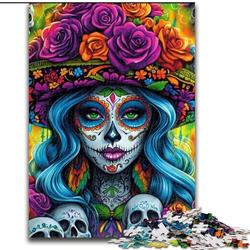Puzzle 1000 Teile für Erwachsene, mexikanische Totenkopfmädchen, Holzpuzzle 26x38cm, für Reiseliebhaber und Paare, anspruchsvolles Spielzeug Puzzle 1000 Teile für Erwachsene, mexikanische Totenkopfmädchen, Holzpuzzle 26x38cm, für Reiseliebhaber und Paare, anspruchsvolles Spielzeug von ZKYUBEK