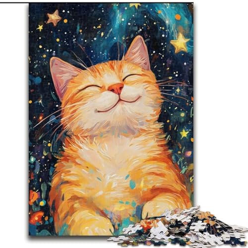 Puzzle 1000 Teile für Erwachsene, orangefarbene Katze, Holzpuzzle, 26x38cm, perfekt für Halloween, Weihnachten, Geburtstagsgeschenk Puzzle 1000 Teile für Erwachsene, orangefarbene Katze, Holzpuzzle, 26x38cm, perfekt für Halloween, Weihnachten, Geburtstagsgeschenk von ZKYUBEK
