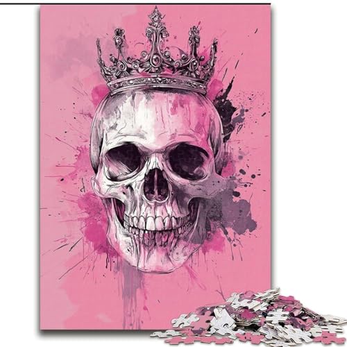 Puzzle 1000 Teile für Erwachsene, rosa Königsschädel, Holzpuzzle, 26x38cm, perfekt für Halloween, Weihnachten, Geburtstagsgeschenk Puzzle 1000 Teile für Erwachsene, rosa Königsschädel, Holzpuzzle, 26x38cm, perfekt für Halloween, Weihnachten, Geburtstagsgeschenk von ZKYUBEK