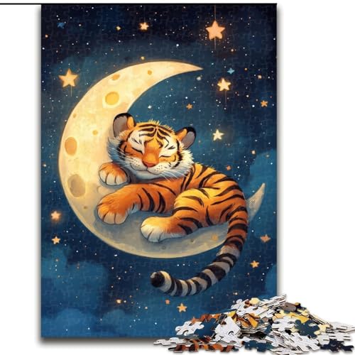Puzzle 1000 Teile für Erwachsene, schlafender Tiger, Holzpuzzle, 50x75cm, perfekt für Halloween, Weihnachten, Geburtstagsgeschenk von ZKYUBEK