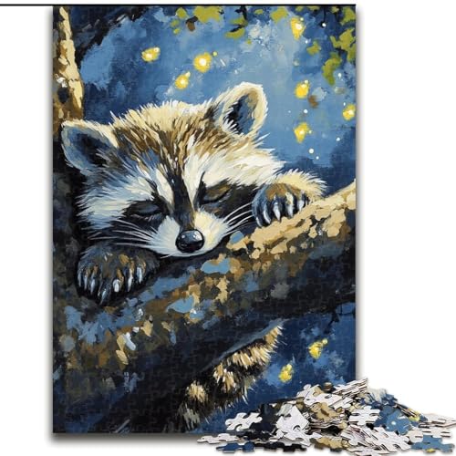 Puzzle 1000 Teile für Erwachsene, schlafender Waschbär, Holzpuzzle, 26x38cm, perfekt für Halloween, Weihnachten, Geburtstagsgeschenk Puzzle 1000 Teile für Erwachsene, schlafender Waschbär, Holzpuzzle, 26x38cm, perfekt für Halloween, Weihnachten, Geburtstagsgeschenk von ZKYUBEK