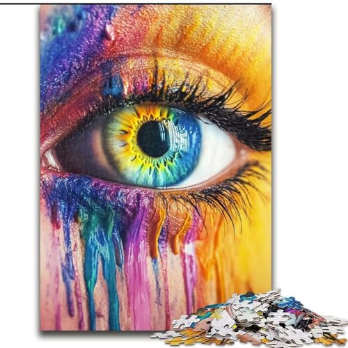 Puzzle 1000 Teile für Erwachsene, schönes Auge mit bunter Farbe, Puzzle für Erwachsene, Geburtstage, Feiertage, Weltraumparty-Dekorationen, 50x75cm Puzzle 1000 Teile für Erwachsene, schönes Auge mit bunter Farbe, Puzzle für Erwachsene, Geburtstage, Feiertage, Weltraumparty-Dekorationen, 50x75cm von ZKYUBEK