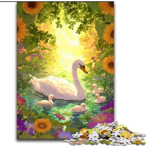 Puzzle 1000 Teile für Erwachsene, weißer Schwan, Holzpuzzle, 50x75cm, perfekt für Halloween, Weihnachten, Geburtstagsgeschenk von ZKYUBEK